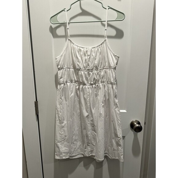 Women’s Sim & Sam White Knit Sundress  Size Large With Pockets - Picture 3 of 4